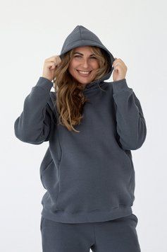 Утеплене спортивне худі з капюшоном , арт.29000 (графіт) "Warm&cosy" 2550000897264 фото