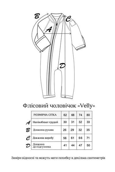 Флісовий чоловічок Velly, Молочний 1360141111 фото